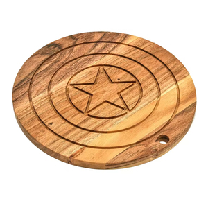 Fuente de fábrica, plato para servir en forma de escudo de estrella, plato de madera de acacia para servir queso, verduras, frutas y ensalada, tabla de cortar - Product Image 1