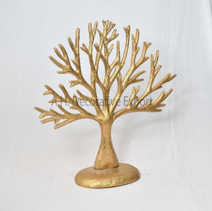 Sculpture en métal de haute qualité Sculpture de feuille de conception faite à la main avec finition en or et base en marbre Ensemble de 2 modèles différents - Product Image 5