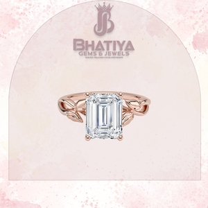 แหวนทองประดับพลอยทรงเหลี่ยมมรกต ดีไซน์ลายใบไม้ สำหรับผู้หญิง หรูหรา สง่างาม สไตล์เจ้าสาว ระยิบระยับ เหมาะเป็นของขวัญวันครบรอบ - Product Image 3