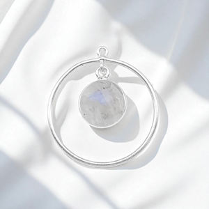 Wholesale 925 Sterling Silver Charm <b>Necklace</b> Natural <b>Rainbow</b> Moonstone Pendant Bezel Gemstone 14K Gold Plated Bulk Jewelry - Product Image 1
