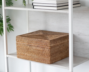 Sisu Handicraft Eco-Friendly Simple Natural White <b>Black</b> Rattan <b>Storage</b> <b>Baskets</b> <b>with</b> Lid Multi-Purpose for Food Use - Product Image 1