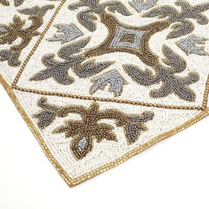 Christmas Decorative and Leaves Design Beaded <b>Runner</b> Placemat <b>Dining</b> <b>Table</b> Fancy Mat Handmade Decorative <b>Runners</b> for Wedding - Product Image 4