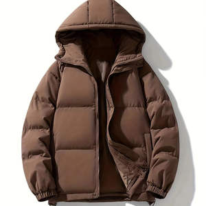 Veste d'hiver à capuche unisexe pour hommes et femmes, coupe ample, taille plus, doudoune zippée, col montant, coton épais, chaude et confortable - Product Image 1