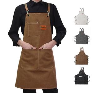 Delantales de cocina impermeables con logo personalizado, poliéster, 100% algodón orgánico, lienzo, para chef - Product Image 1