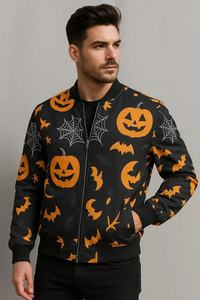 Chaqueta de bombardero negra hecha a mano con temática de Halloween ropa de calle ligera Unisex nueva moda de otoño chaquetas de alta calidad para hombres - Product Image 3