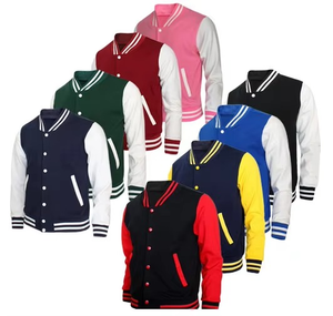 Chaqueta de Béisbol Varsity Vintage para Hombre, Tallas Grandes, OEM, con Logotipo Bordado Personalizado, Cuello Alto de Lona, Estilo Urbano Holgado - Product Image 6