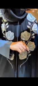 Elegante modesto bordado a mano de las mujeres tejido trabajo Abayas Formal tradicional Dubai vestidos de tela transpirable - Product Image 2