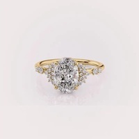 Bague de fiançailles et de mariage en diamant de laboratoire de taille ovale certifié IGI avec pierres latérales en grappe en or blanc/rose et or jaune 18 carats