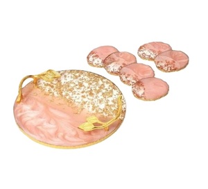 Bandeja de resina con diseños de lujo con 4 soportes pequeños de condimet, incrustaciones de alambre de latón, bandeja personalizada para servir frutas secas para el desayuno - Product Image 3