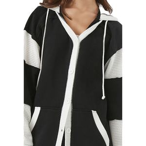 Sweat à capuche zippé intégral décontracté pour femme, tricoté, respirant, avec empiècements, haute qualité, très vendu, chaud pour l'automne - Product Image 5