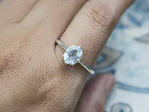 ชุดง่ามพลอยรูปวงรีสีอะความารีน925แหวนซ้อนกันได้ทำด้วยมือเงินสเตอร์ลิง - Product Image 5