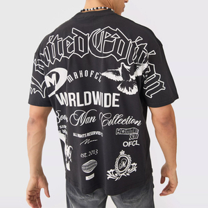 เสื้อยืดโอเวอร์ไซส์ผู้ชายหลากสีแนวสตรีทแวร์สไตล์วินเทจเสื้อยืดโอเวอร์ไซส์ผ้าฝ้าย100% เปิดไหล่ตกแบบกำหนดเอง - Product Image 2