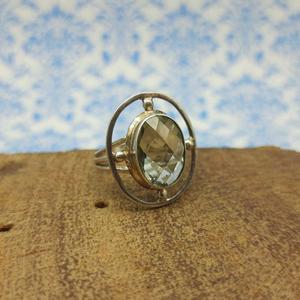 <b>Green</b> <b>Amethyst</b> Bohemian <b>Ring</b> 025 Unique Everyday Sterling Silver Designer <b>Ring</b> Bezel Setting Inlay Diamond for Party Gift Item - Product Image 4