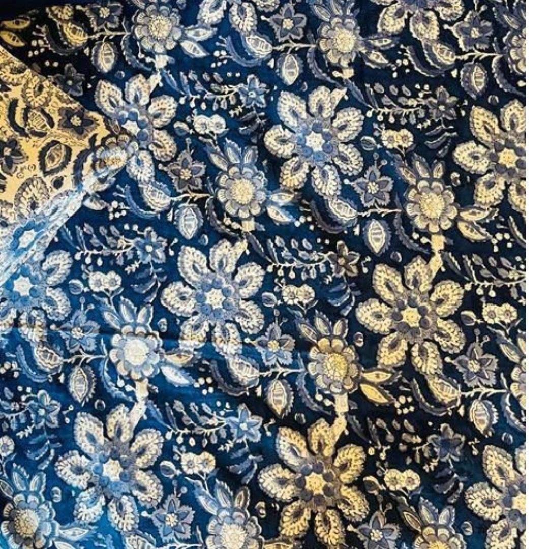 Dark Blue Base & White Flowers