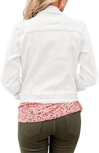 Chaqueta vaquera azul, abrigo de mujer a medida de alta calidad, Chaqueta corta informal a la moda para mujer, Tops cortos de mezclilla hechos a medida - Product Image 6