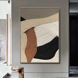 Peinture acrylique originale sur toile, art abstrait fait main <span class=keywords><strong>Roya</strong></span> Art, bleu foncé beige minimaliste, texture 3D, grande décoration murale intérieure - Product Image 4