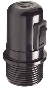 Portalámparas negro con cuerpo roscado, interruptor y tope E27 (Famatel 165) - Product Image 1