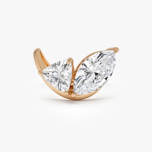 Anillo llamativo con diamantes brillantes talla marquesa y trillón, 3.00 Ct, E-F VS, diamante cultivado en laboratorio, oro macizo de 14K, engaste de garras, para fiesta nupcial - Product Image 2