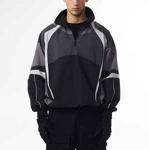 Slim Fit Soft Stretch 100% Polyester Color Block Windbreaker <b>Jacket</b> Jogging Sportswear Nylon Tracksuit for Men's KIT-N-FIT SPORT - Product Image 1