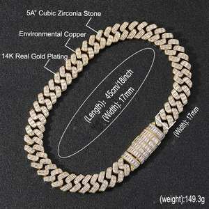 Cadena Cubana de Oro Amarillo de 45 cm Personalizada con Diamantes Tallados, Completamente Engastada, Joyería Corporal Hip Hop Unisex para Bodas - Product Image 5