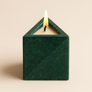 Candelabro Triangular de mármol verde de lujo para decoración moderna, regalo de aromaterapia con acento de mesa, vela de piedra hecha a mano Premium - Product Image 1