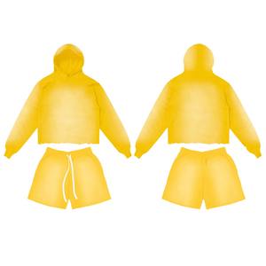 Ensemble de survêtement décontracté 2 pièces pour homme, sweat à capuche et short, taille plus, 100% coton, lavage à l'acide, logo personnalisé - Product Image 1