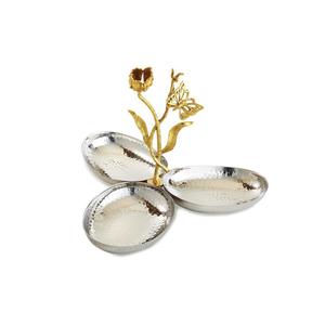 Plateau en métal plaqué argent en aluminium de service de nourriture avec poignée Plateau décoratif élégant de décoration de table de luxe poli miroir fait à la main - Product Image 6