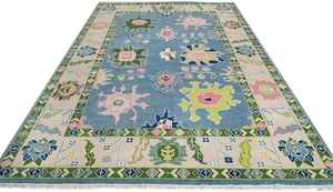 พรมพื้นที่สูง9x12ขนแกะ mohwak แบบถักมือ & ผ้าฝ้ายสไตล์ย้อนยุคสำหรับชุดห้องนั่งเล่น - Product Image 6