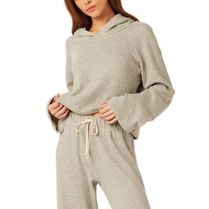 Venta caliente de la mejor calidad chándal pantalones acampanados y Sudadera con capucha conjunto de gran tamaño bordado pantalones apilados lavado ácido chándal mujeres - Product Image 4