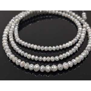 Perles rondes facettées en diamant blanc naturel à 100 %, 3-4,5 mm, élégantes, personnalisées, diamants en vrac - Product Image 1