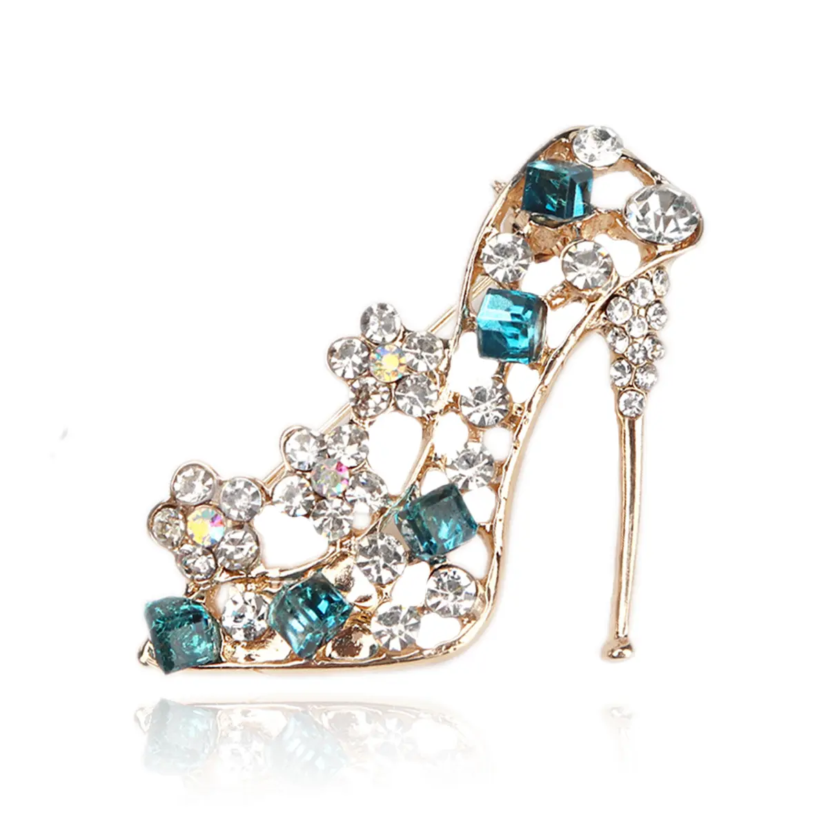 Fashion Style High-Heel Shoe Brooch Rhinestone Crystal Greek Sorority Brooch Pins for Greek Sorority Jewelry