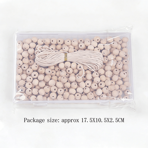 Set di 300 Perline in Legno Fai-da-Te, Scatola Colore Legno Naturale, Perline in Legno per Infilare, Perline Rotonde, Accessori Combinati con Corda Cerata - Product Image 4
