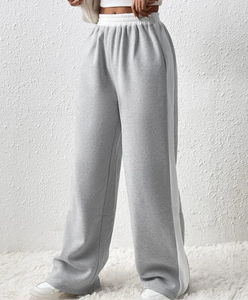 Pantalones de chándal de pierna ancha de 100% algodón hechos a medida con paneles laterales Logotipo impreso personalizado Baggy Heavyweight Jogger para mujer - Product Image 4