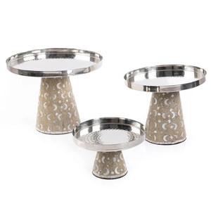 SET/3 <b>Cake</b> Display Accessories Exclusive Variety of Designer Sweet Stand Hot Selling Table Decoration Hammered Metal <b>Cake</b> Stand - Product Image 1