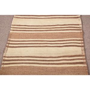 Tapis turc 2,9 x 10,9 pieds, tapis Kilim vintage, tapis en laine marron à motifs Paisley - Product Image 3