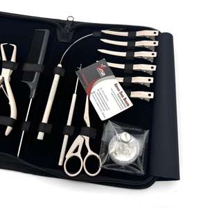 Kit d'outils d'extension de cheveux en gros en acier inoxydable beige nu pince d'extension de cheveux avec logo personnalisé micro-perles et pinces - Product Image 5