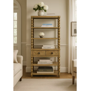 Bibliothèque élégante de style transitionnel à cinq niveaux en bois massif Seine Etagere pour la maison ou l'hôtel prêt à expédier des meubles de salon - Product Image 1