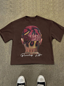 T-shirt en coton doux 100% lavé à l'acide vintage pour homme Tendance imprimée numérique au Pakistan - Product Image 3