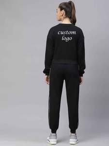 Conjunto Deportivo Personalizado Unisex de Manga Larga para Hombre, Negro, Casual, 100% Algodón, Sudadera con Media Cremallera y Pantalones Deportivos, 2 Piezas - Product Image 4