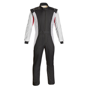 Combinaison de course ignifuge CR014 à 2 couches imprimée sur mesure vêtements automobiles respirants vêtements de course automobile moto équipe blanc noir - Product Image 2