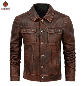 Blouson aviateur en cuir rouge bordeaux vintage fait main pour homme |   Fermeture éclair décontractée pour l'hiver |   OEM personnalisable - Product Image 1
