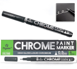 Flysea FS-735 0.5/0.7/1.0/3.0mm độ bóng cao lỏng hiệu ứng gương Chrome đánh dấu gương phản chiếu dấu hiệu bút mịn bằng văn bản cho DIY - Product Image 6