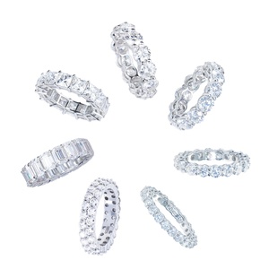 Fashion 925 Sterling <b>Silver</b> Princess Cut D Color Vvs Diamond Moissanite Eternity <b>Ring</b> GRA Certified Wedding Gift for Women <b>Men</b> - Product Image 2