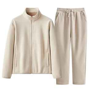 Ollie Men's Casual Winter Sports Suit Breathable Shearling Style <b>Pants</b> & Thickened Fleece Jacket in <b>Thermal</b> Fabric tracksuit - Product Image 1