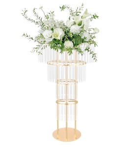 Soporte de flores de cristal de Metal dorado y plateado, centros de mesa de boda, decoración de boda, soporte de flores de Metal, jarrón. - Product Image 3