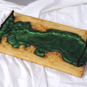 BANDEJA DE RESINA EPOXI DE MADERA CUADRADA MUDA Fabuloso Diseño decorativo para servir comida en restaurantes de cocina Uso doméstico - Product Image 3