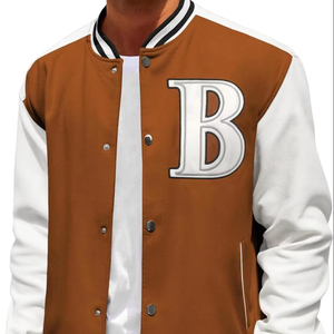 Best Selling Men's Varsity Jacket 100% Wool Stand Collar Front Logo Custom High Quality Winter Casual <b>Button</b> Waterproof Coated - Product Image 1