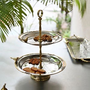 2 Tier Round Metal Cake Stand Fruit Candy Cookies Display Mini Cake <b>Dessert</b> Server Platters for Weddings Birthday Anniversary - Product Image 4