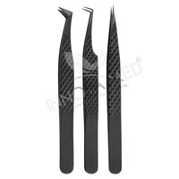 Ensemble de pinces à épiler pour extensions de cils en acier inoxydable de haute qualité, anti-magnétiques, de précision, couleur rose or personnalisée pour la Saint-Valentin