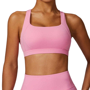 Soutien-gorge de sport à séchage rapide soutien-gorge de Sport sans couture taille haute haut de Yoga tendance tenues d'entraînement côtelées pour les femmes - Product Image 4